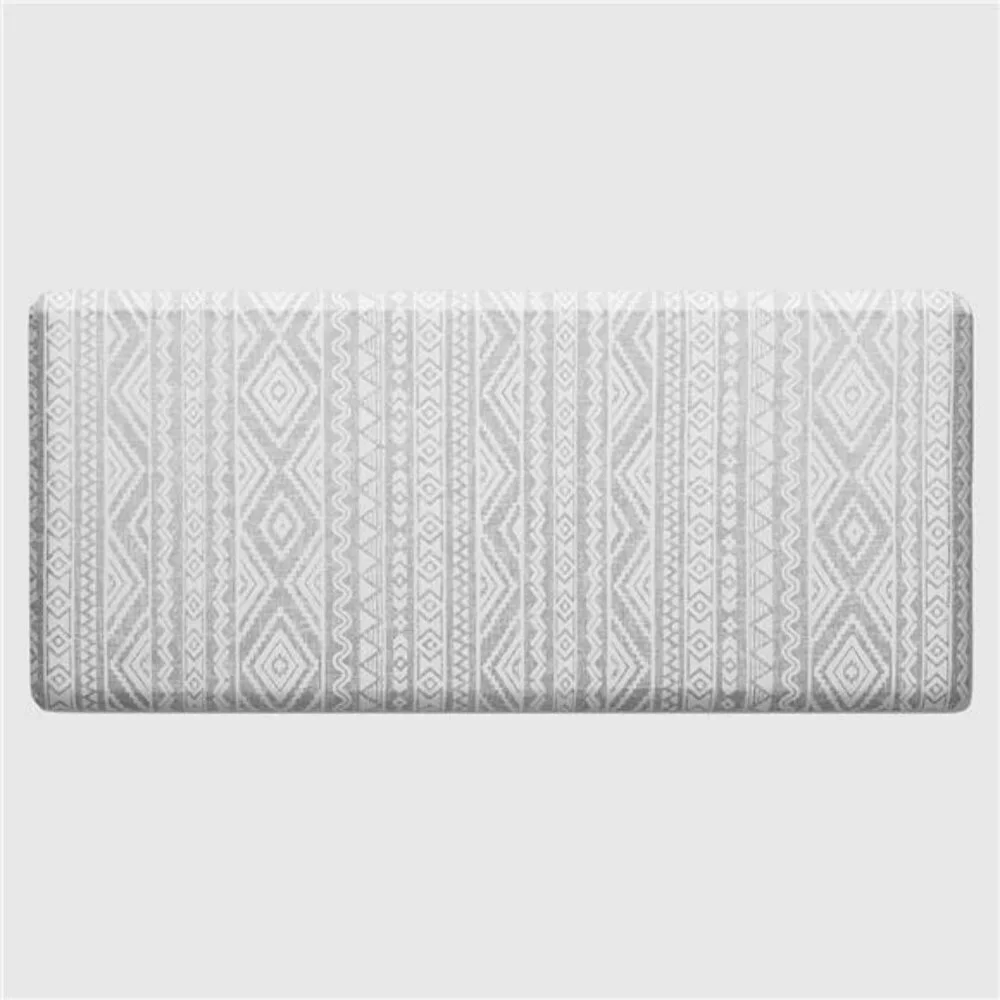 Boho Anti Fatigue Kitchen Mat Non Slip Cushioned Waterproof Floor Rug Gray
